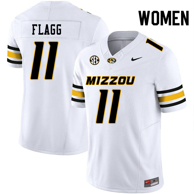 Women #11 Corey Flagg Missouri Tigers College Football Jerseys Stitched-White